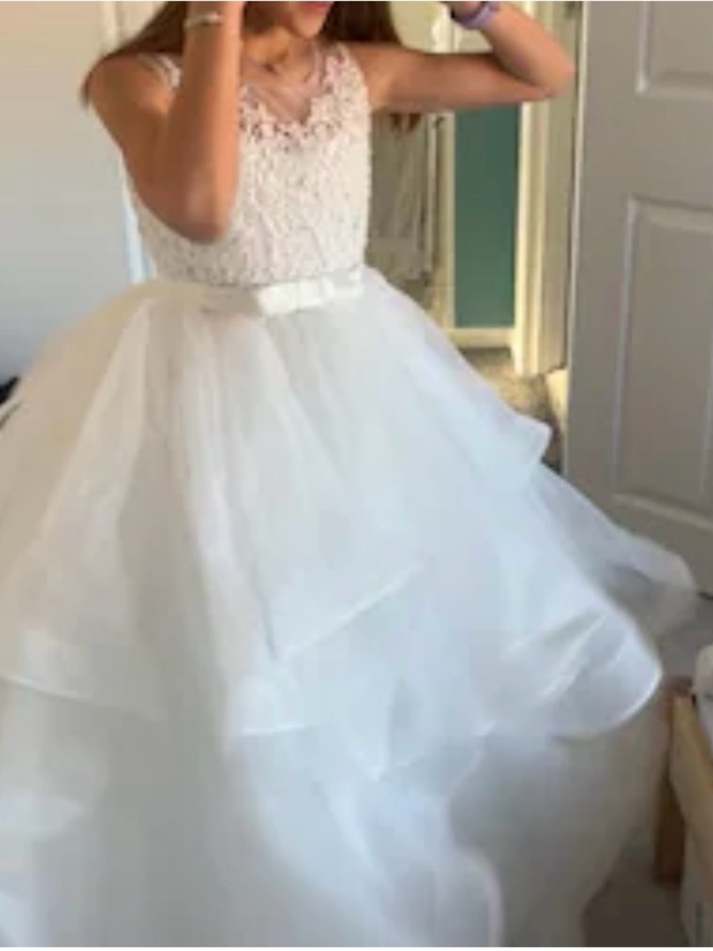 Joan Calabrese Ivory Lace Bodice Tulle Party Dress flower girl formal